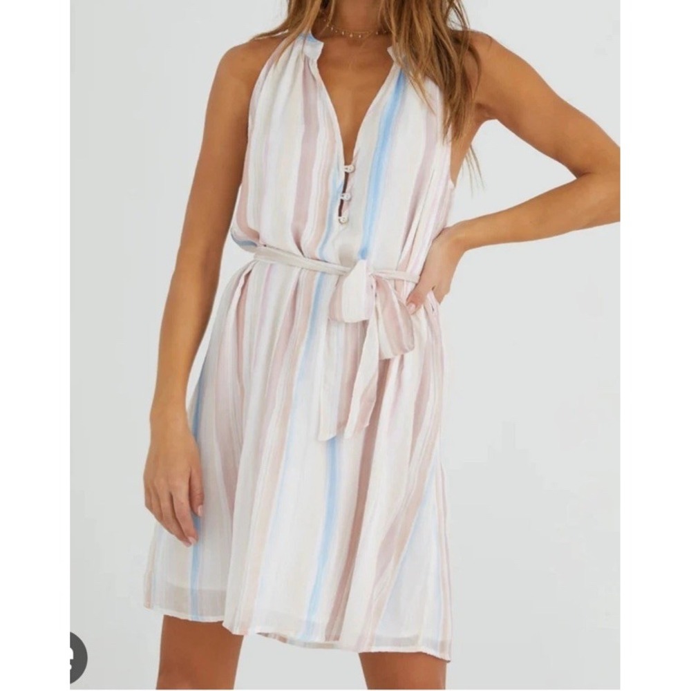 Bella Dahl Halter Mini Dress in Desert Horizon Stripe Size L‎ Beachy Coastal - Picture 5 of 15